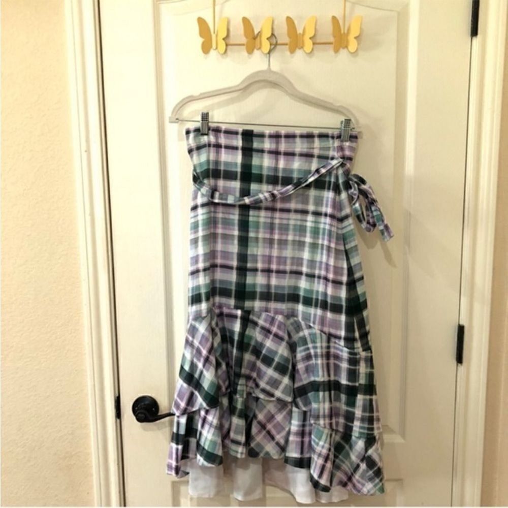 NWT Ann Taylor Plaid Ruffle Trim Women's Skirt